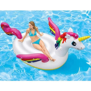 Intex Mega Float Unicorn Island Beach Inflatable Ride On Swimming Pool Rainbow